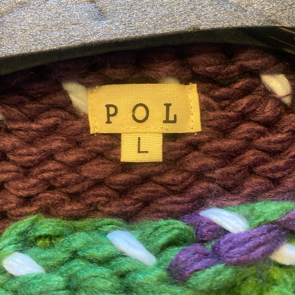 POL Chunky Colorblock Green & Plum Knit Sweater - Picture 8 of 10